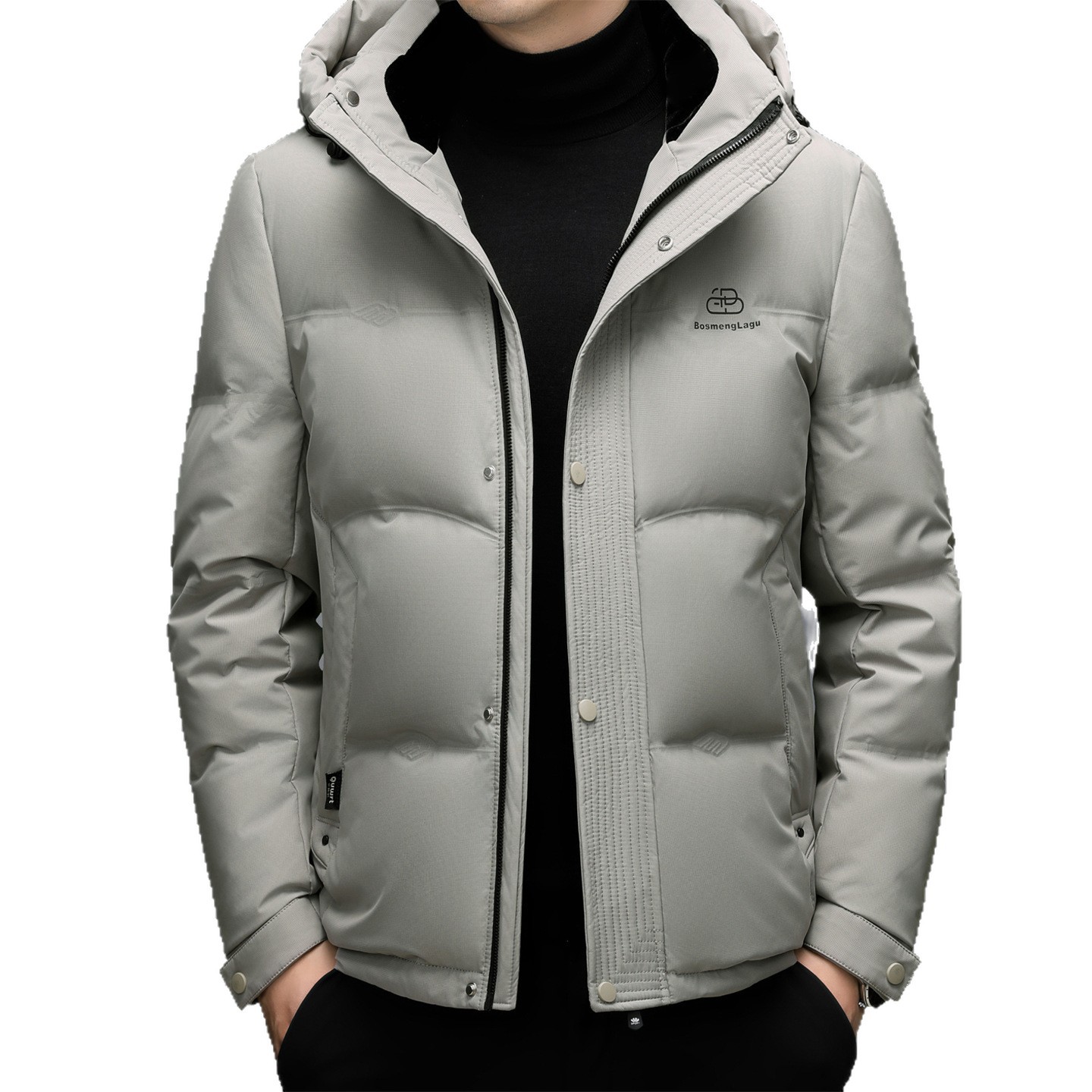 The new hooded down jacket for men in winter is warm and thick. The white duck down casual business jacket for middle-aged dads is trendy Item Picture