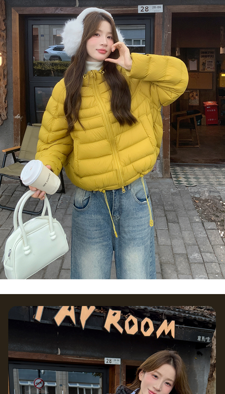 90 White duck down short rib down jacket for women 2025 Winter bestseller, versatile and not picky about the wearer. The loose coat is super beautiful pic 4