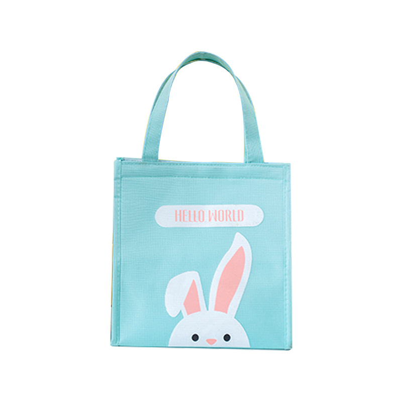 Student lunch box with rice bag, Oxford cloth cartoon animal outdoor insulated bag, Velcro self-adhesive insulated bag Item Picture
