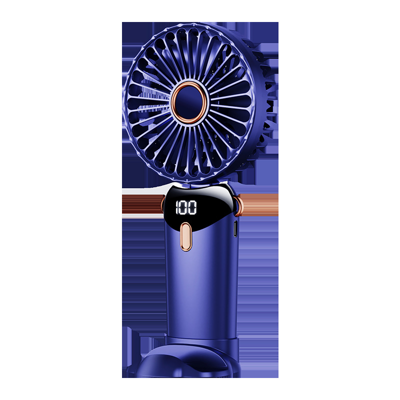 Usb Handheld Fan Portable Silent Stand Folding Small Fan Digital Display Student Dormitory Office Desktop Electric Fan Item Picture