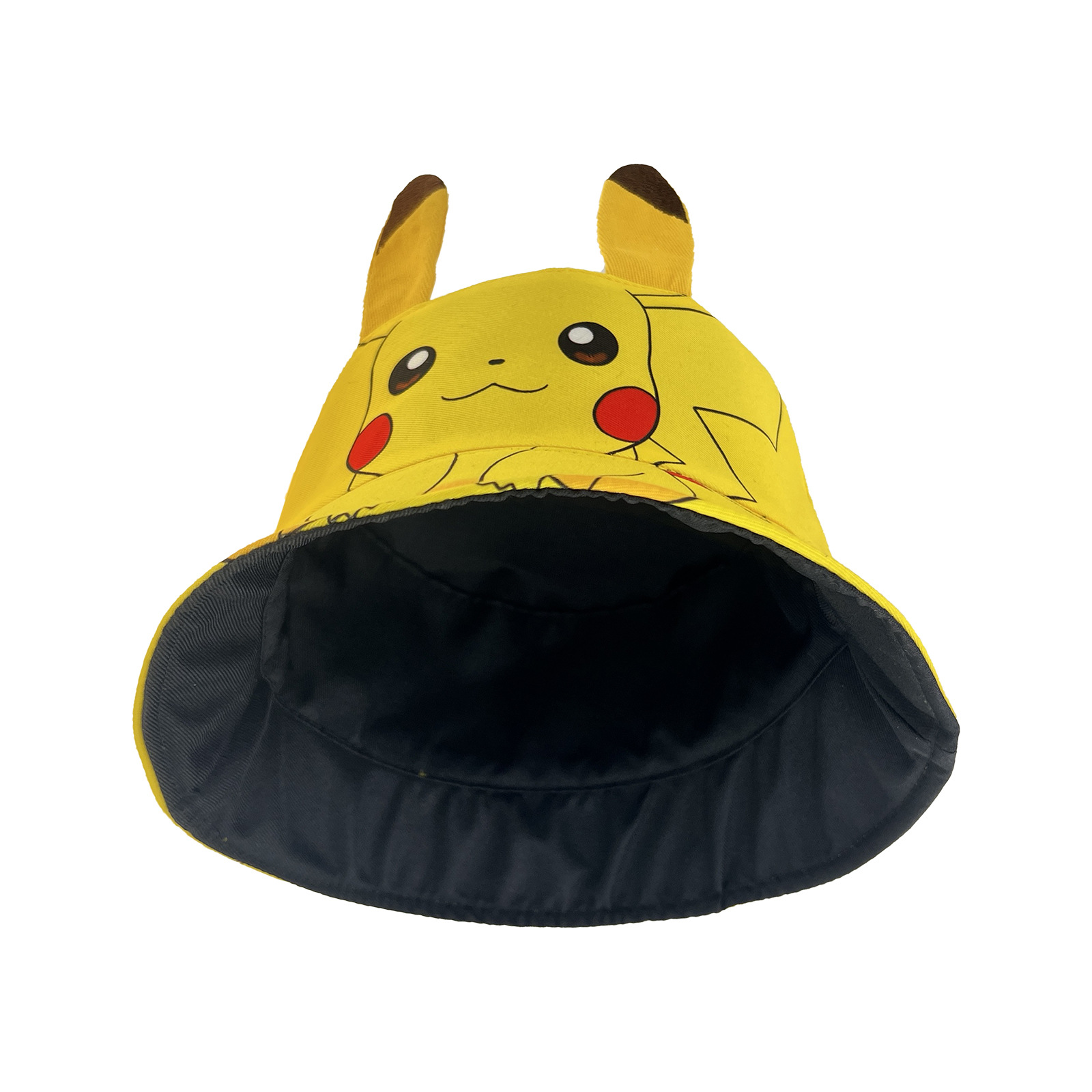 Cross Border Pikachu Fisherman Hat Children's Cute Cartoon Print Flowerpot Hat Elf Ear Shade Hat Sun Hat Item Picture