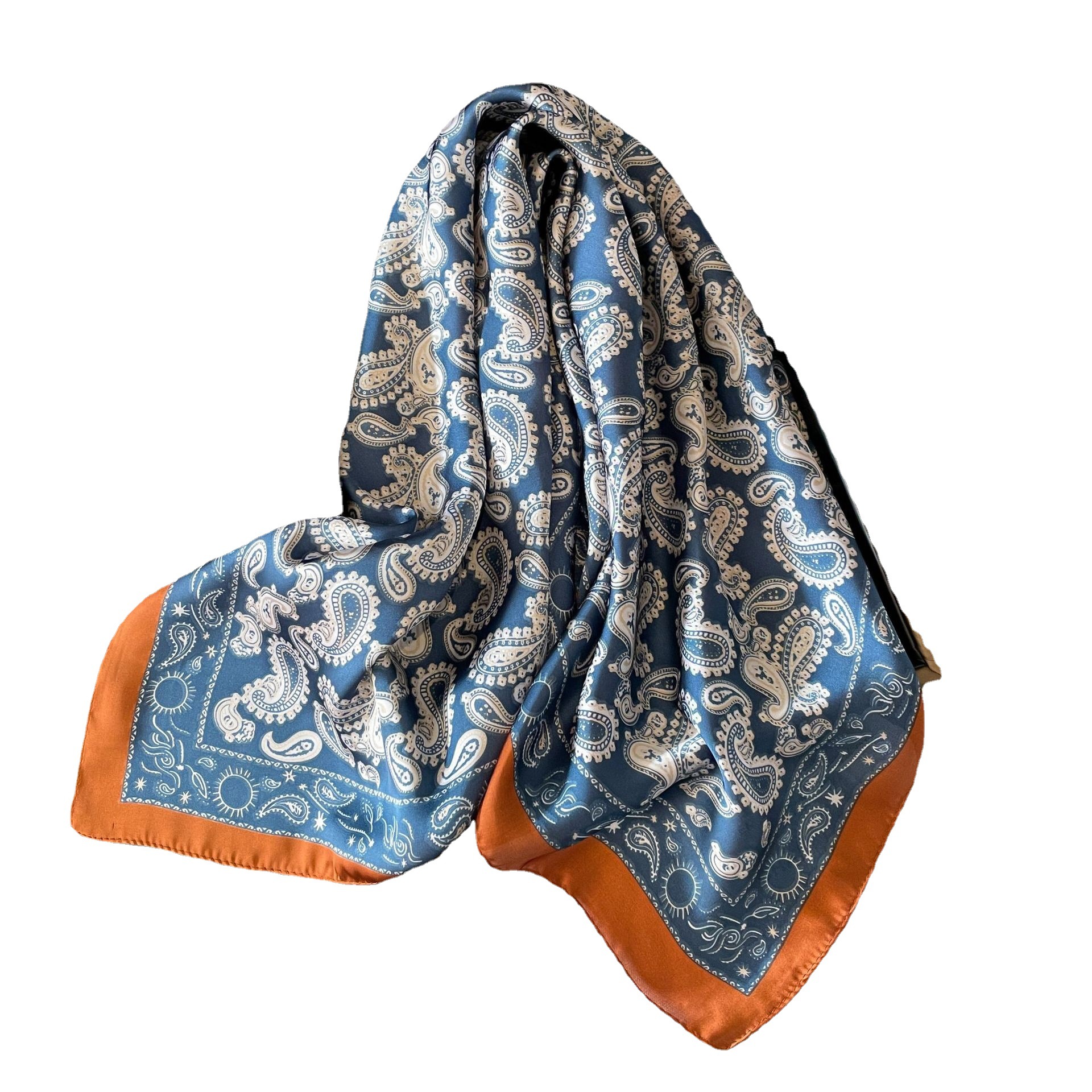 New Small Square Scarf 70Cm South Korean Plant Flowers Satin Square Scarf Silk Women Decorated Small Shawl Neck Item Picture