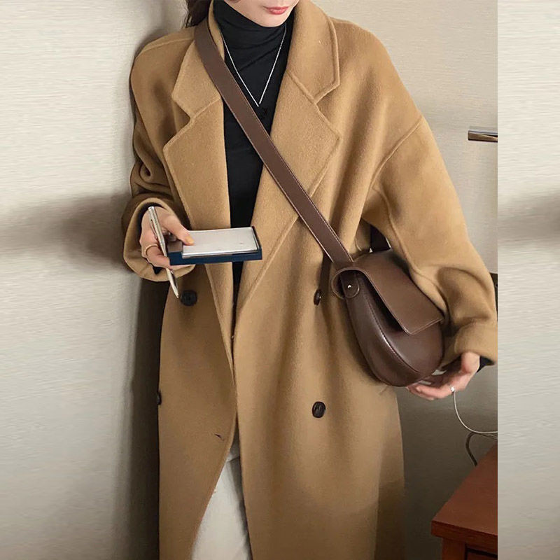 Double-Sided Coat Women's Long 2022 New Korean Version Of Autumn And Winter Loose Foreign Style Woolen Coat Winter details Picture