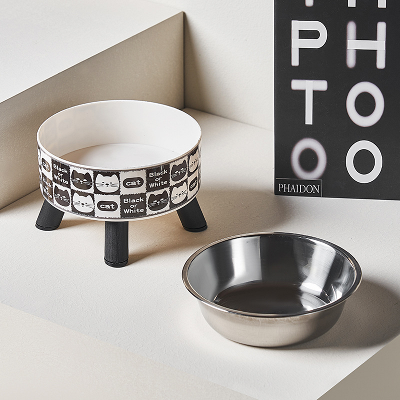 Pet Tall Bowl Dog Stainless Steel Bowl Cat Drinking Bowl Non-Slip Anti-Upset Pet Bowl Neck Guard Cat Bowl Wholesale Application Scenario