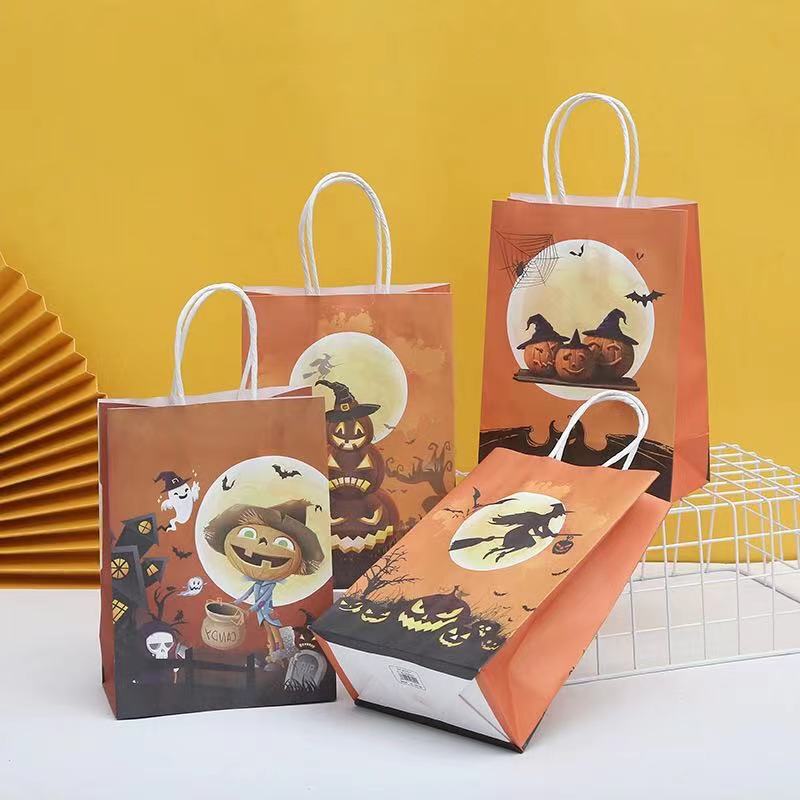 现货批发牛皮纸糖果袋万圣节亚马逊热销产品牛皮纸袋节日包装袋，