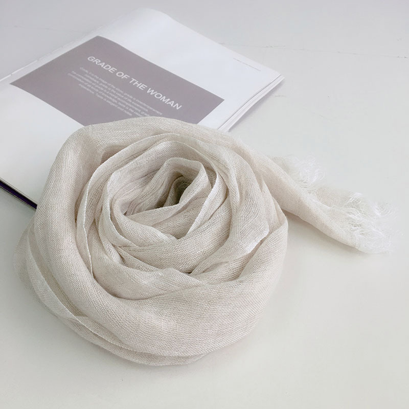 Japanese Imitation Linen Gray Linen Scarf Dual Purpose Long Shawl Beach Silk Scarf Female Every Literary Fresh Spring And Summer New Products Application Scenario