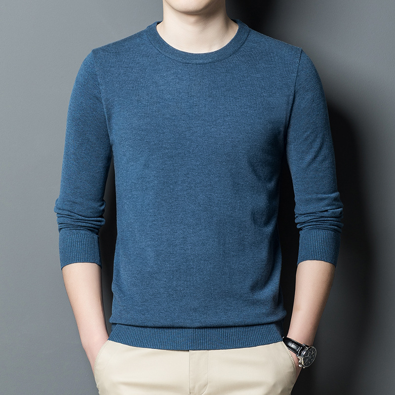 2023 Autumn and winter cashmere long-sleeved T-shirt for men, thin knitted dad wear, wool sweater brand, business men's T-shirt details Picture