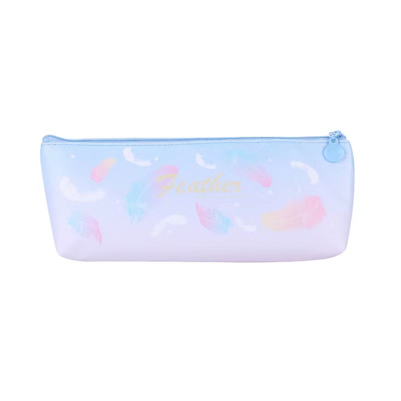 Simple leather large-capacity quille case for girls, cute pencil case, creative stationery storage bag for junior high school and primary school students Item Picture