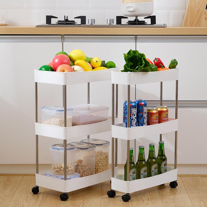 A mobile multi-functional fruit and vegetable storage rack and floor-standing trolley