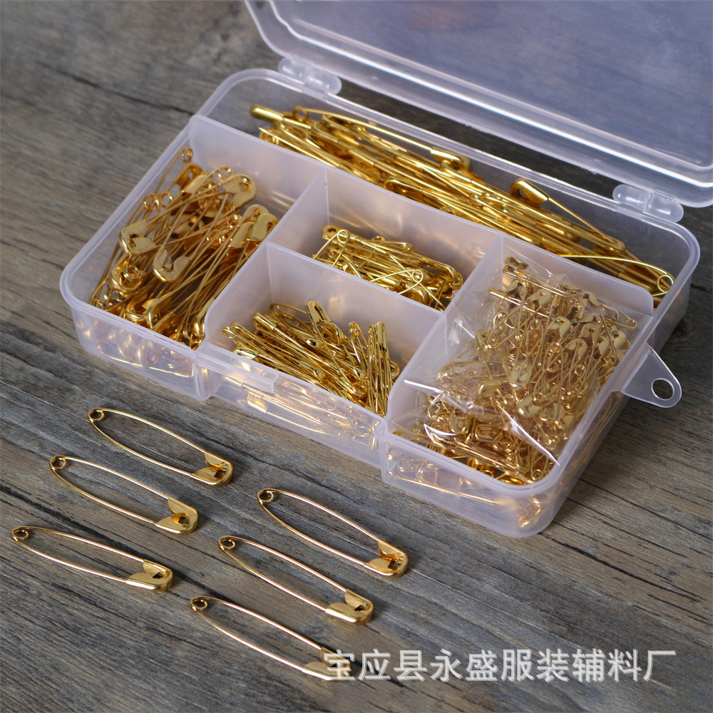 Wholesale 350 safety pins of various models in gold, silver and black, set for clothing store tags Specification image