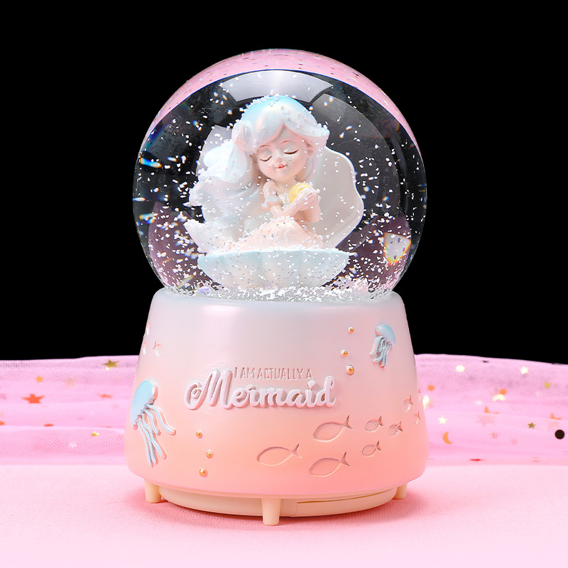 Astronaut Crystal Ball, music box, music box, Snowfall, Mermaid Princess, girls, children, birthday gifts, Christmas details Picture
