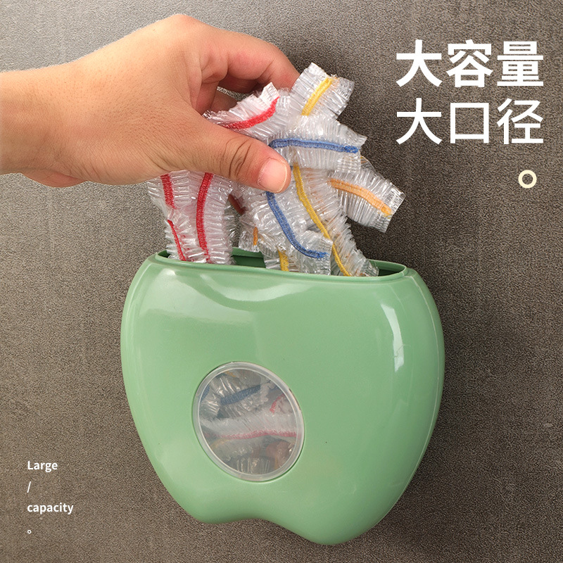Storage box with cling film cover, kitchen household wall-mounted large-capacity non-perforating cling bag, wall-mounted pull-out and organizing box Specification image