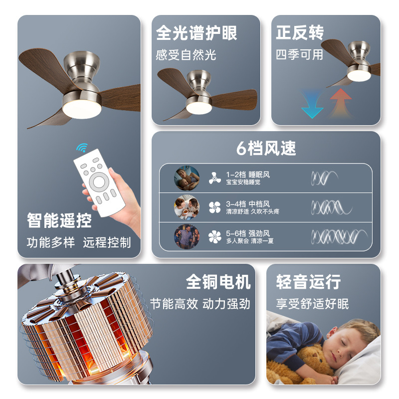 Chinese-style ceiling fan lamp, integrated ceiling lamp with electric fan, bedroom, balcony, simple dining room ceiling fan lamp details Picture
