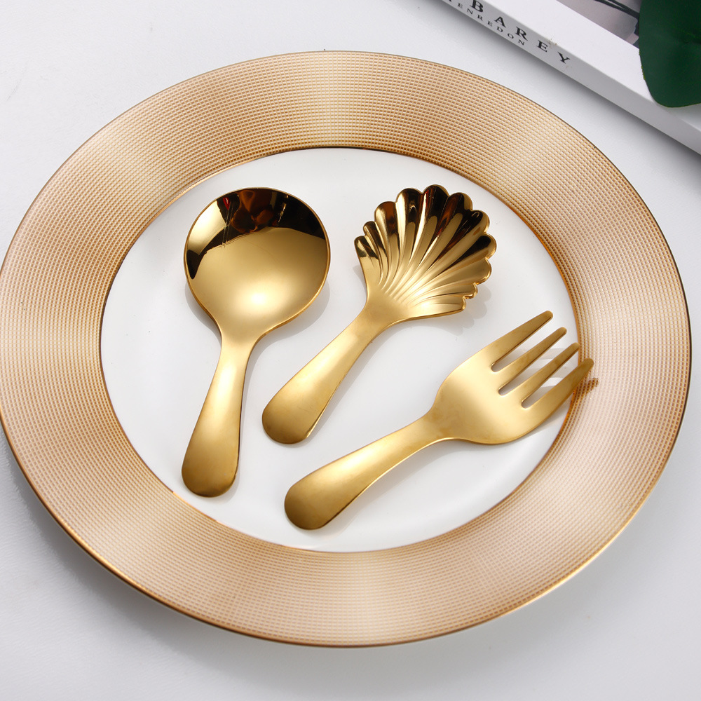 304 stainless steel spoons and forks, short spines, baby spoons and forks, soup feeding spoons, stainless steel tableware for children in maternity and infant stores details Picture