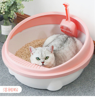 Pet litter box Semi-enclosed thick spatter-proof cat toilet Durable round simple litter box cleaning products details Picture