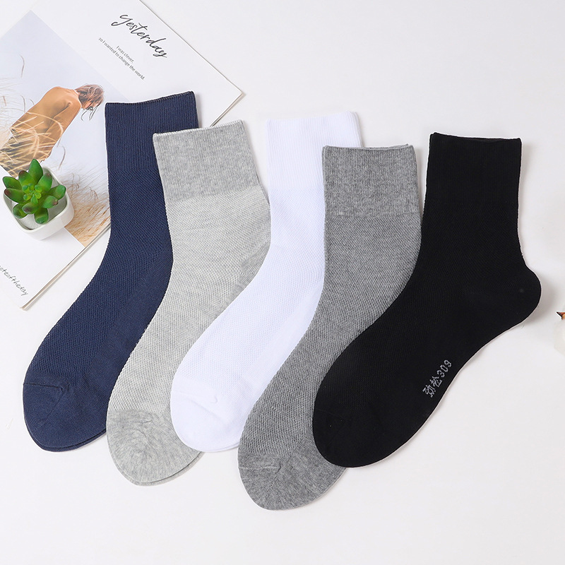 Huabang Strength Loose Mouth Socks Men's Cotton Socks Old Socks Old Legs Thick Fat Feet In The Tube Socks No Feet No Trace Wide Mouth Specification drawing