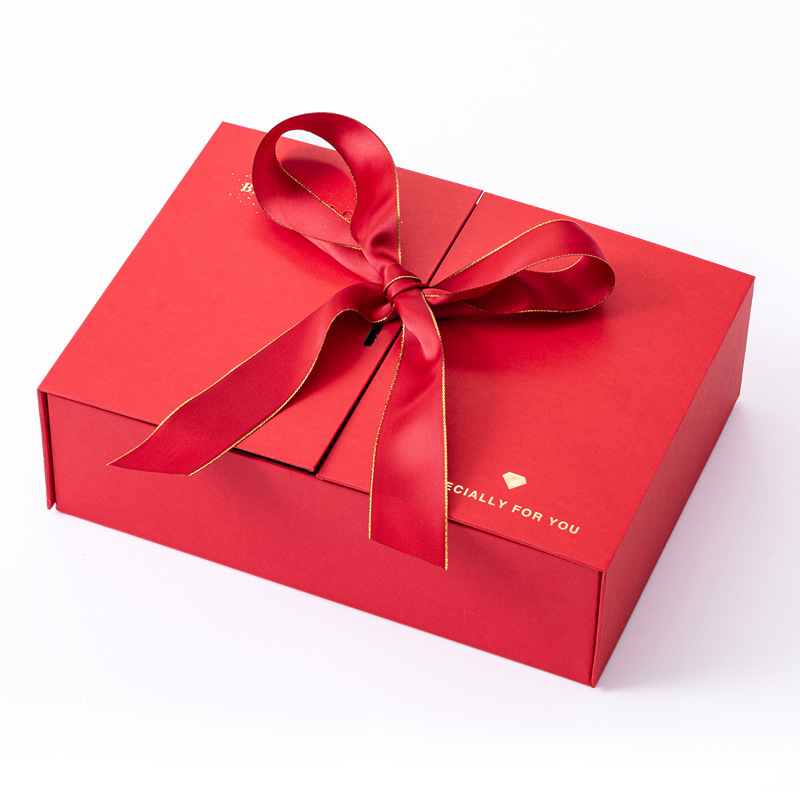 厂家红色对开礼盒结婚喜糖双开门礼品盒创意礼物包装盒现货批发（价格面议）详情图5