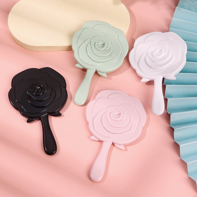 厂家直销手柄镜玫瑰款手柄镜铝镜手柄镜玫瑰花镜子批发手持镜