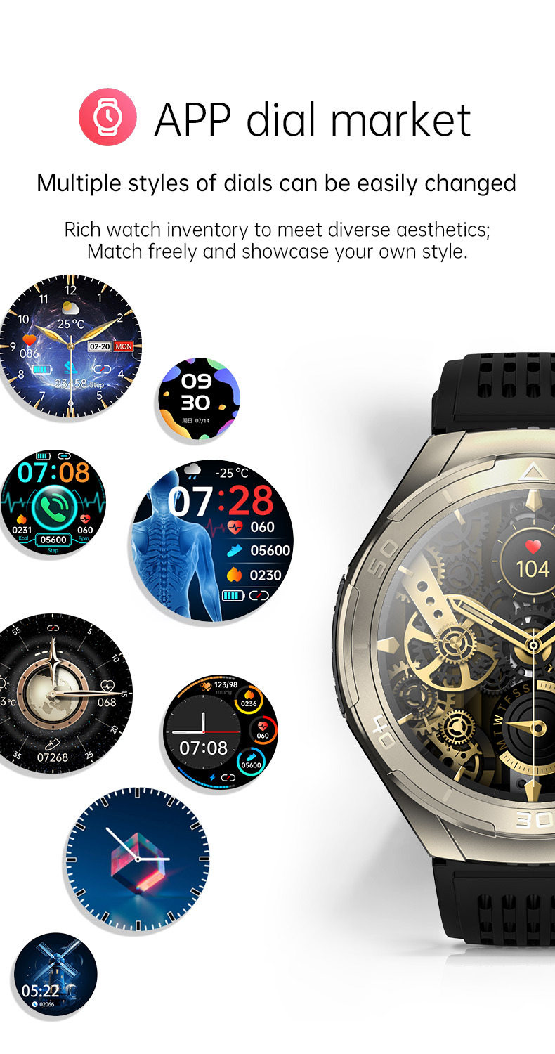 1.6inch金属CES睡眠心率血压血氧HRV压力尿酸血糖ECG心电通话手表详情32