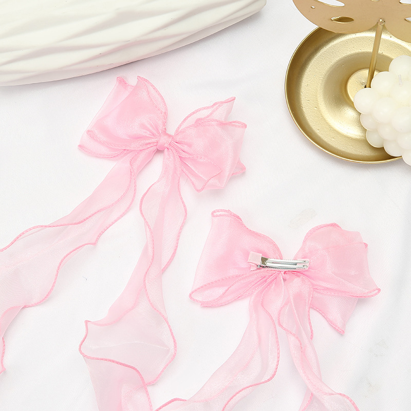 New wholesale bow hair clips, Korean ponytail hair accessories, girls' long ribbon hair clips, ins princess hair accessories, hair clips Specification image