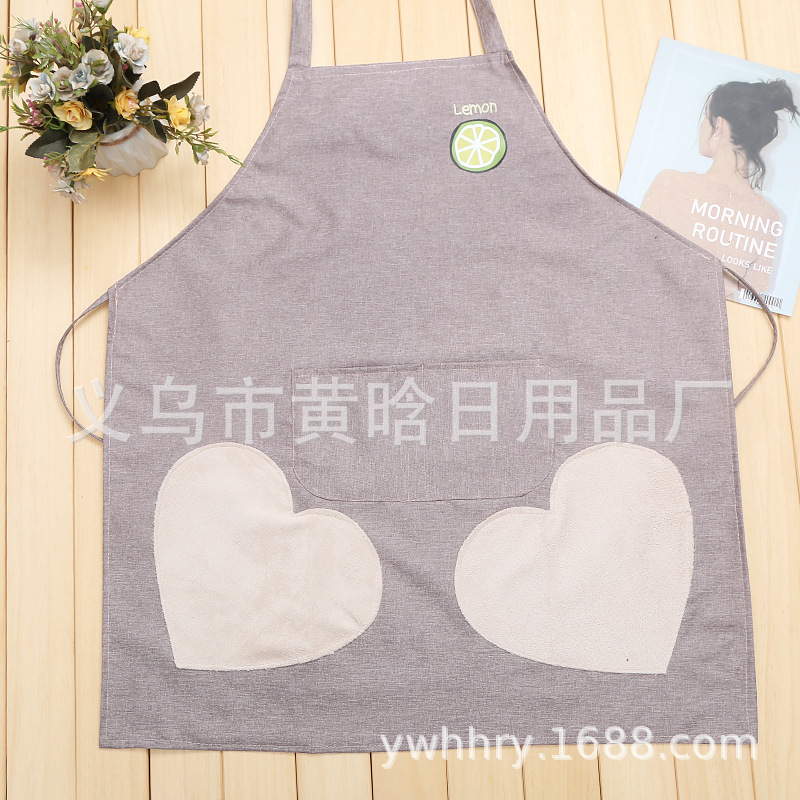 【 Hold Jia 】 Add Waterproof Cationic Hand Absorbent Fruit Print Apron Kitchen Cleaning Gift Specification drawing