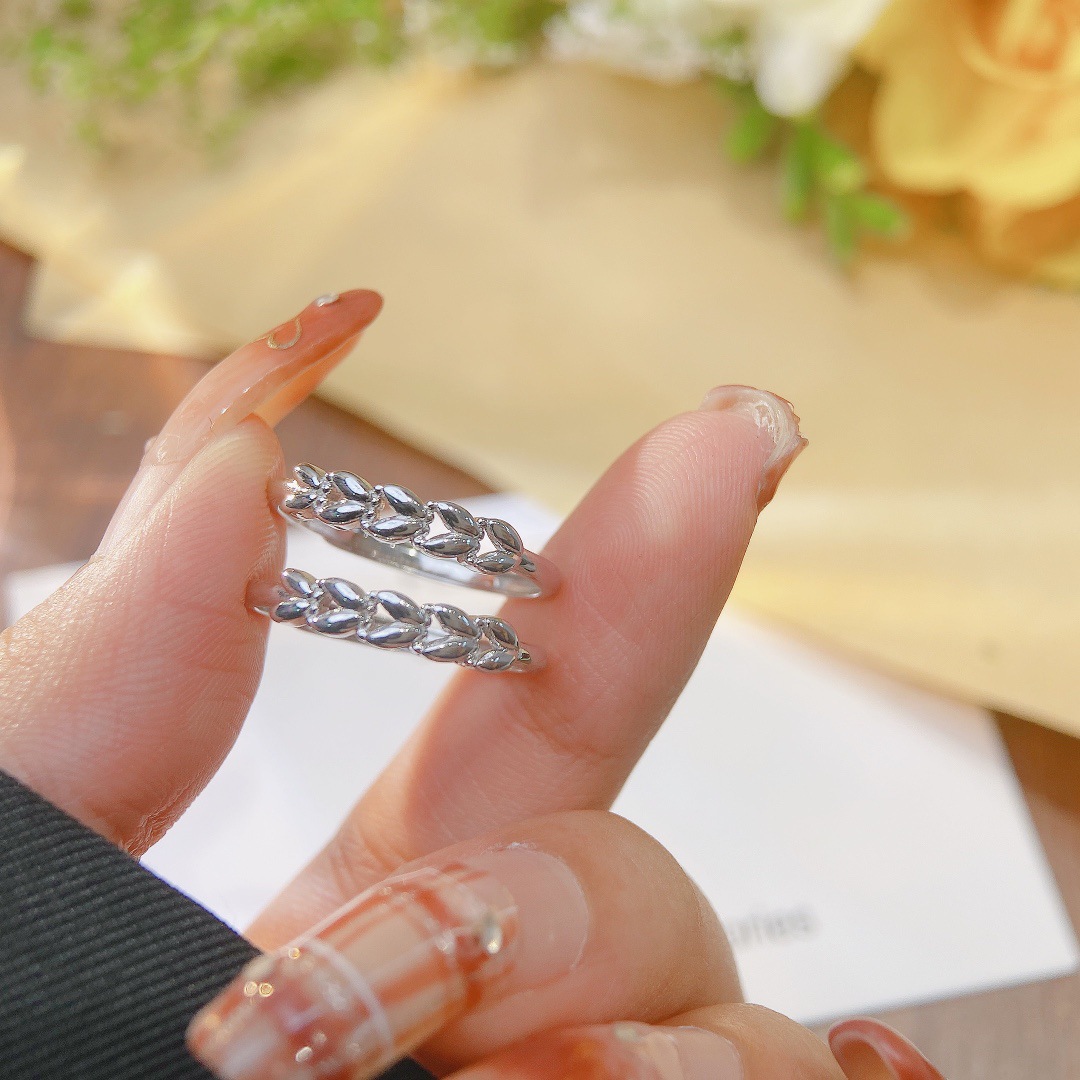 S990 Silver Wheat Index Finger Ring Female Personality Temperament Simple All-Match Student Adjustable Open Ring Gift details Picture