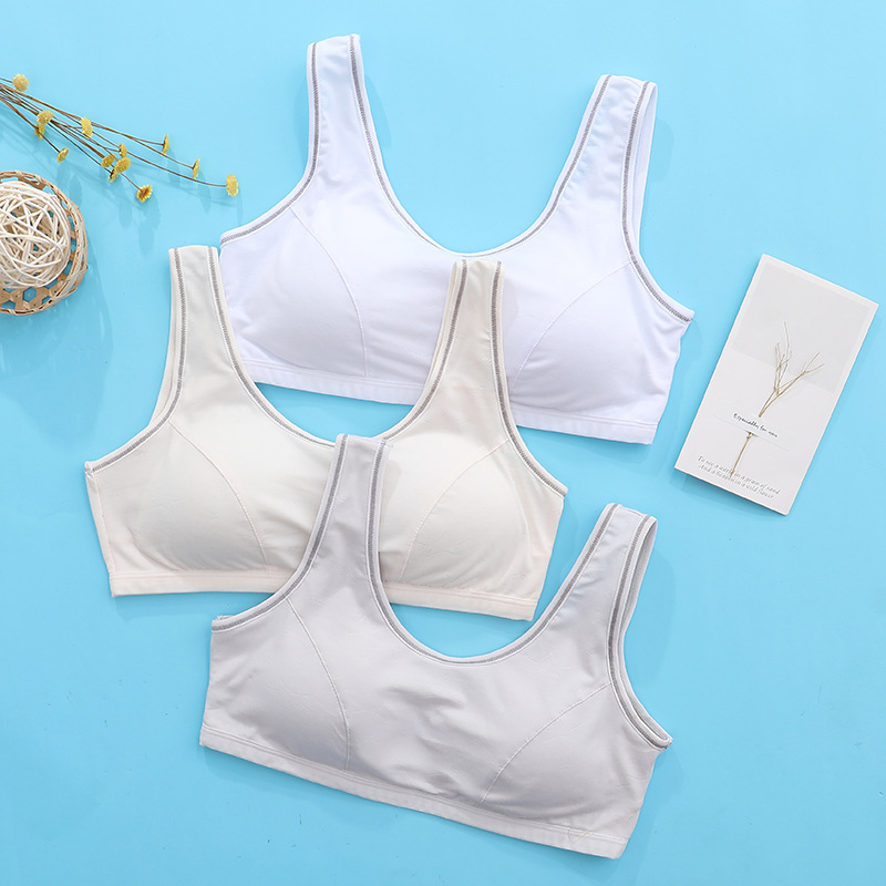 New pure cotton underwear growth vest fixed cotton pad girls no underwire anti-slip student bra wholesale details Picture