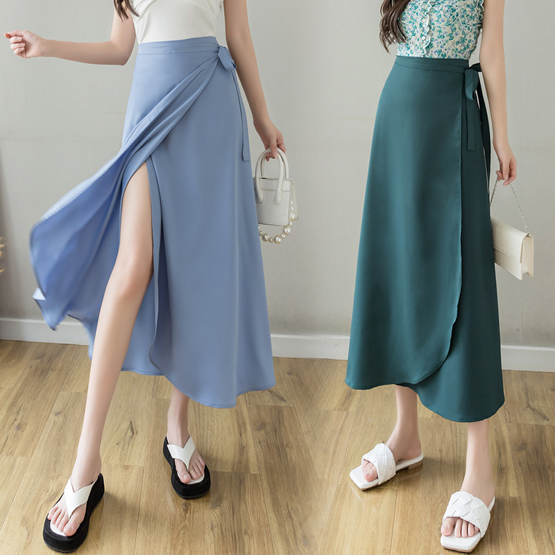 Women's summer fashion midlength dress 2022 new women's summer mid-length beach dress midlength wrap dress chiffon Specification image