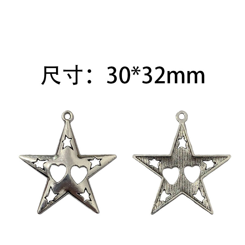 DIY aleación de zinc accesorios calado corazón pentagrama colgante estrella collar pendientes llavero colgante Item Picture