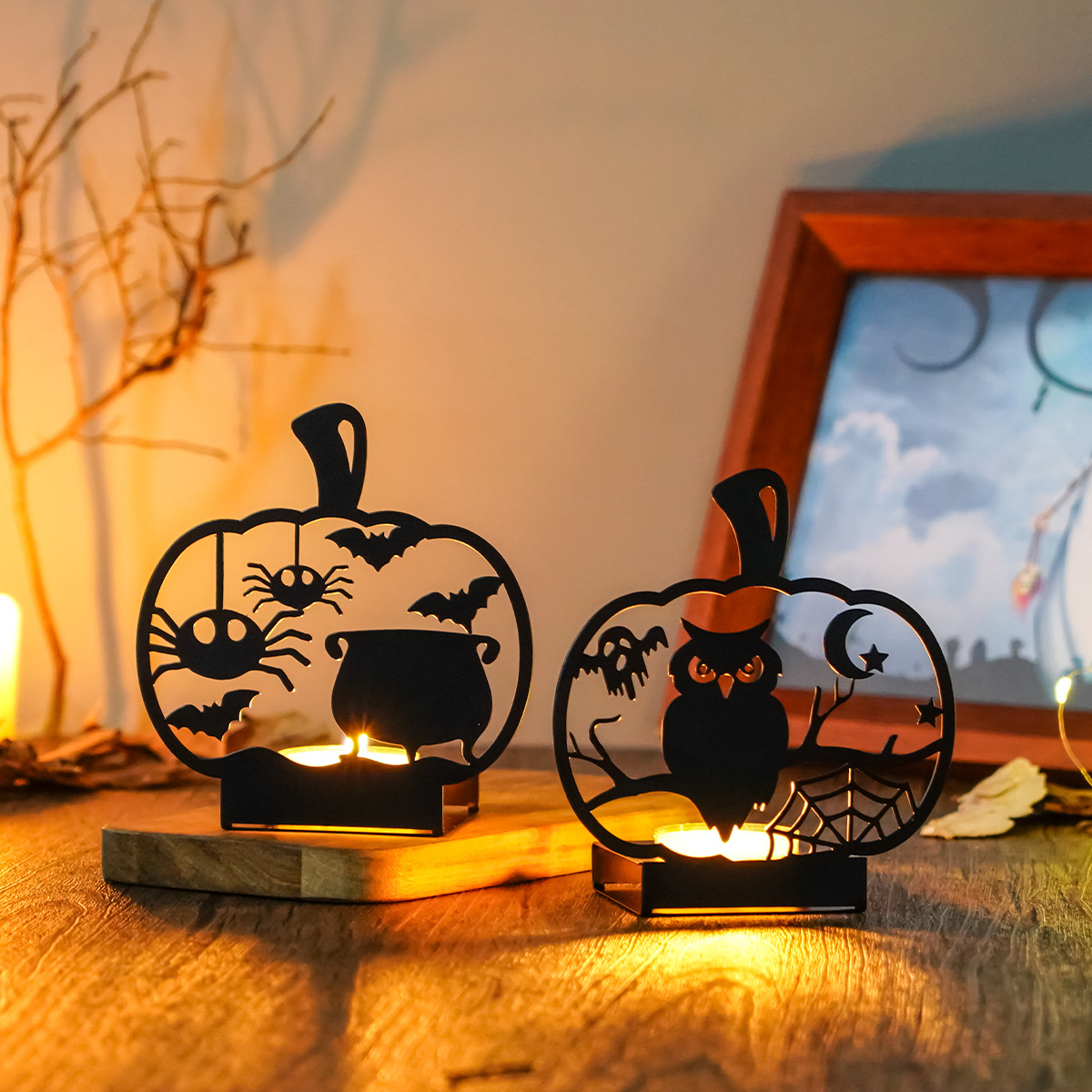 New Halloween iron art home atmosphere decorative candle holder Candle light home creative decoration candle holder