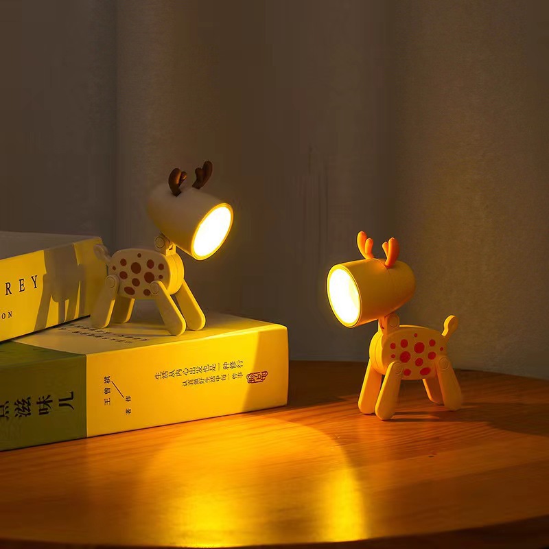 New Spotted Dog mini night light desktop lamp DIY Creative gift Cartoon ins cute girl ornament full figure