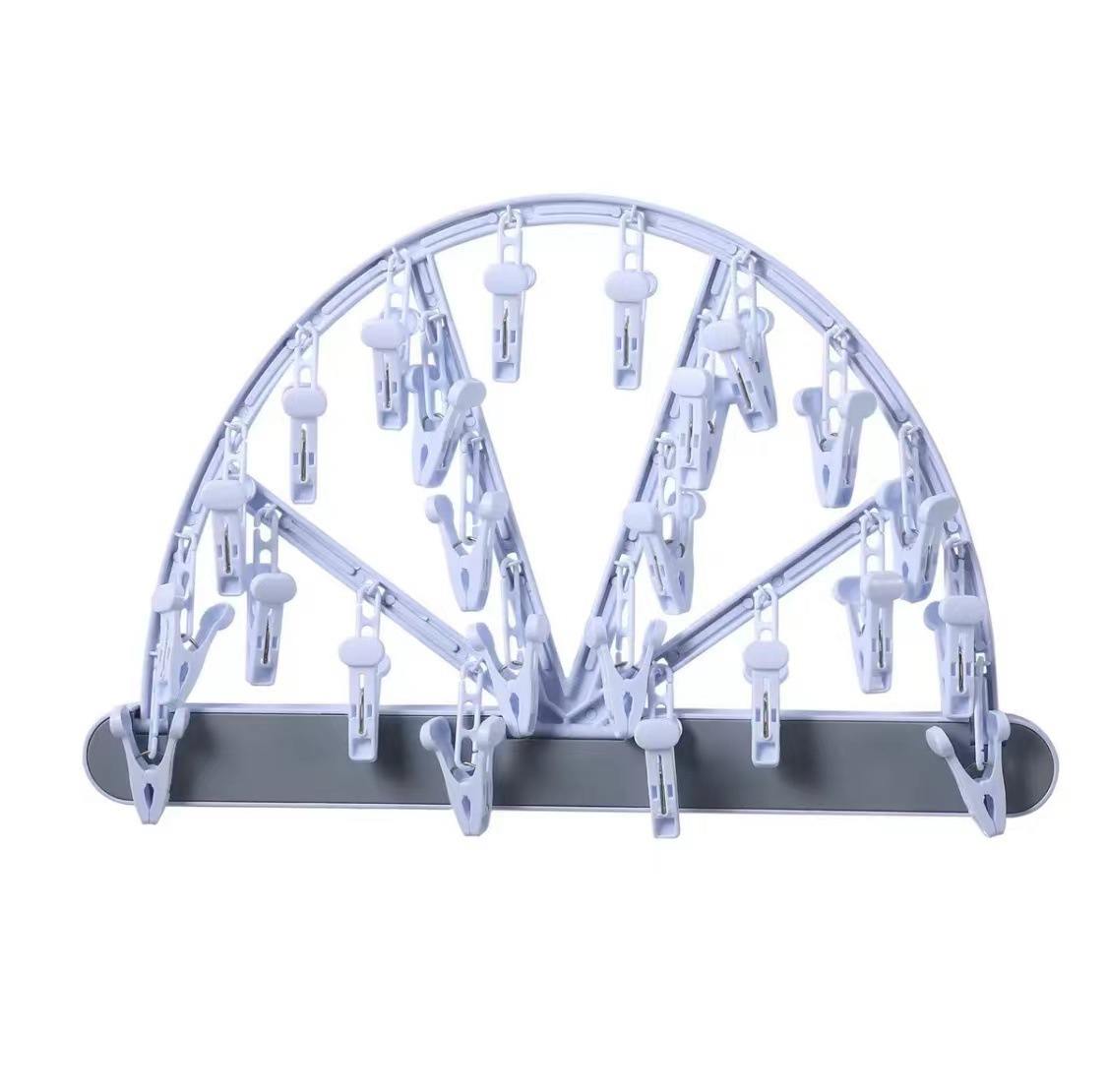 Perforation-free wall mount multi-functional folding sun-drying rack 24 clips