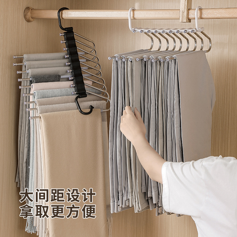 Seamless anti-slip storage rack, multi-functional folding wardrobe, pants storage wonder, stainless steel multi-layer pants rack for home use Specification image