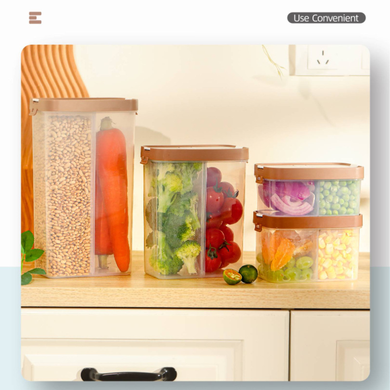 Household kitchen grain transparent food sealed tank multi-functional moisture-proof and insect-proof snacks storage division Application Scenario