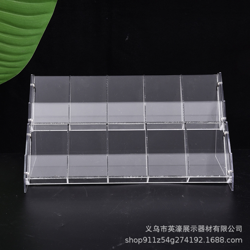 Acrylic Transparent Display Rack Double Ten Compartment Shelf Beauty Brush Eyebrow Pencil Eyeliner Ladder Storage Box Wholesale
