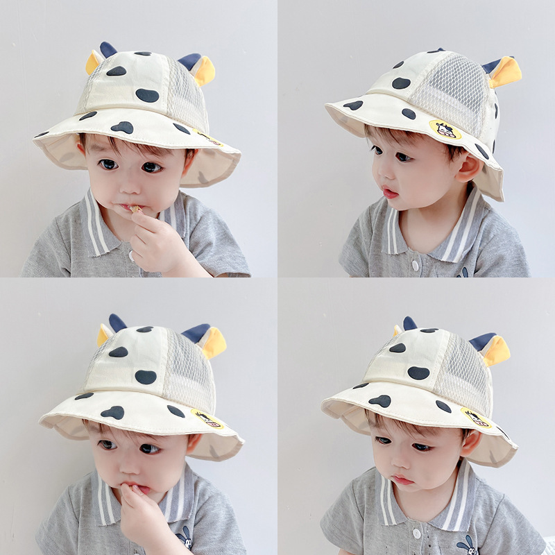 Baby hat spring and autumn summer Korean version of foreign cow basin hat boys boys girls sun shading super cute fisherman hat tide