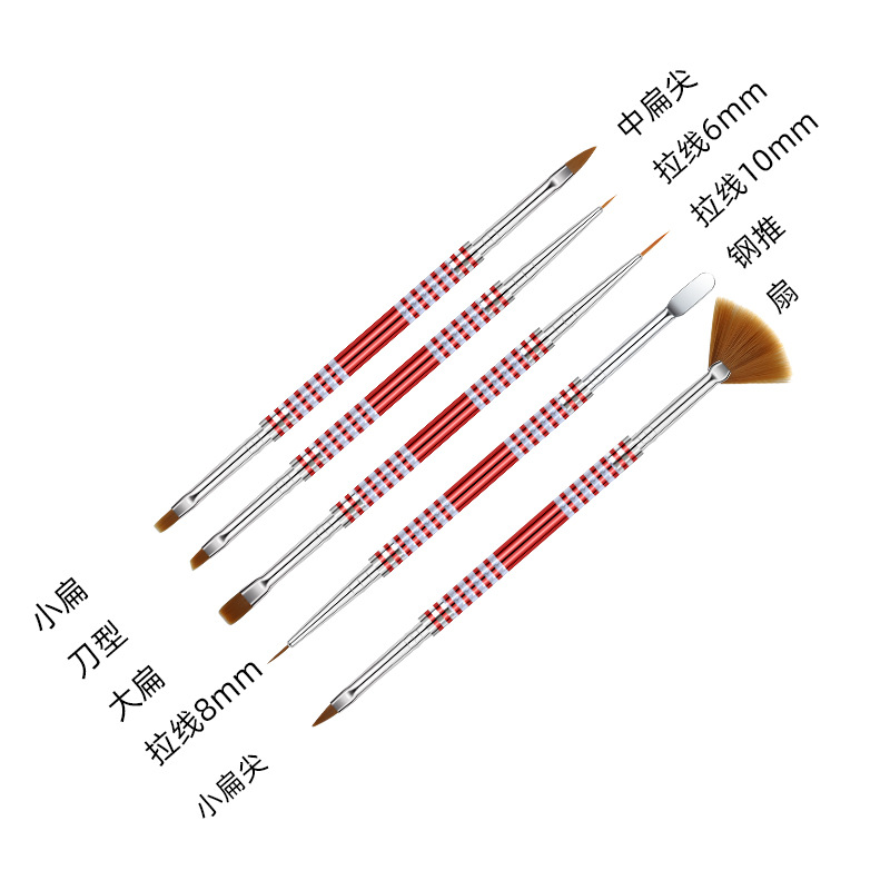 Nail brush set of 5 pieces, painting pen, nail pen, double-headed nail brush, engraved pen in stock, shanilak Specification image