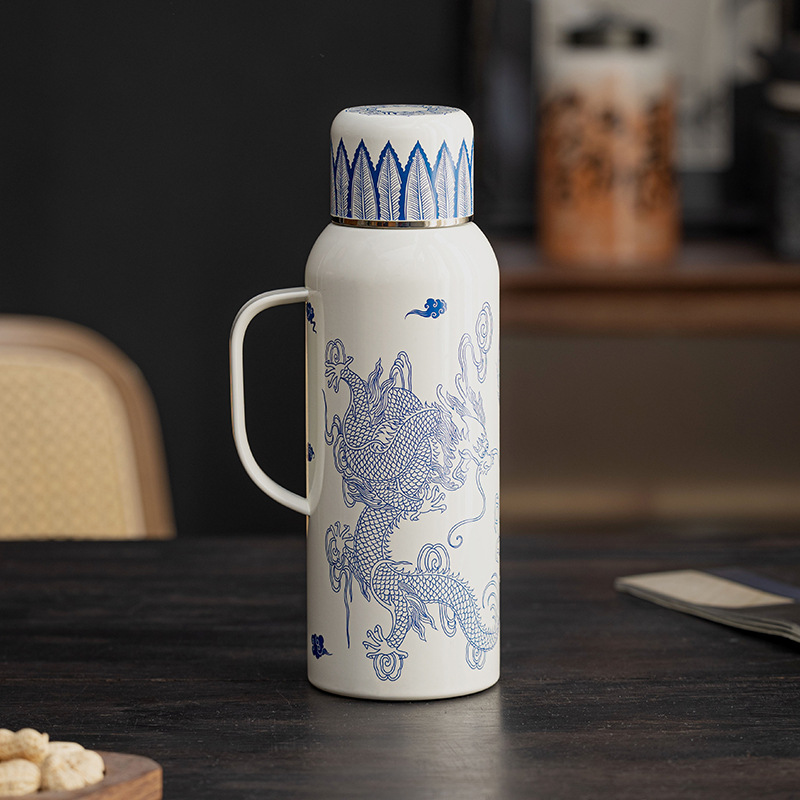 Manufacturer Longfeng Thermos Cup 316 Stainless Steel Tea Water Separation Smothered Pot Portable Intelligent Temperature Teapot Cup