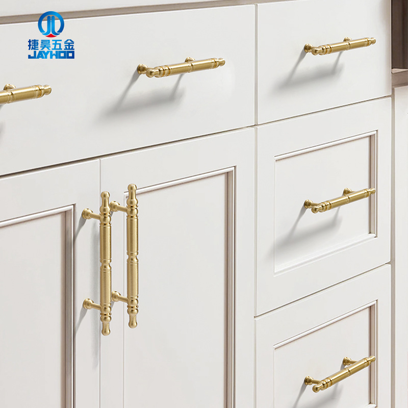 Light Luxury French Wardrobe Door Brass Handle Modern Simple Cabinet Door Handle Drawer Round Pure Copper Handle details Picture