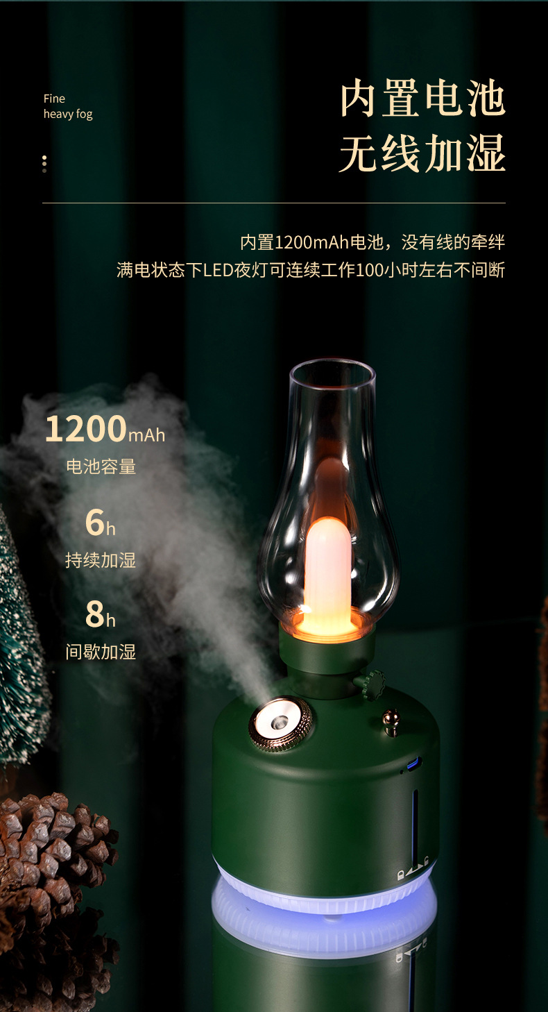 跨境新款煤油灯加湿器 USB家用小型静音桌面办公香薰氛围灯加湿器详情10