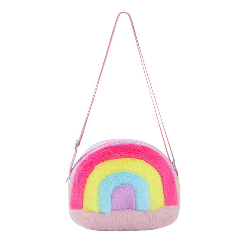 Children's rainbow backpack, cartoon sequin, cute bag, children's heart, new Grite ribbon rainbow single-shoulder bag, stars