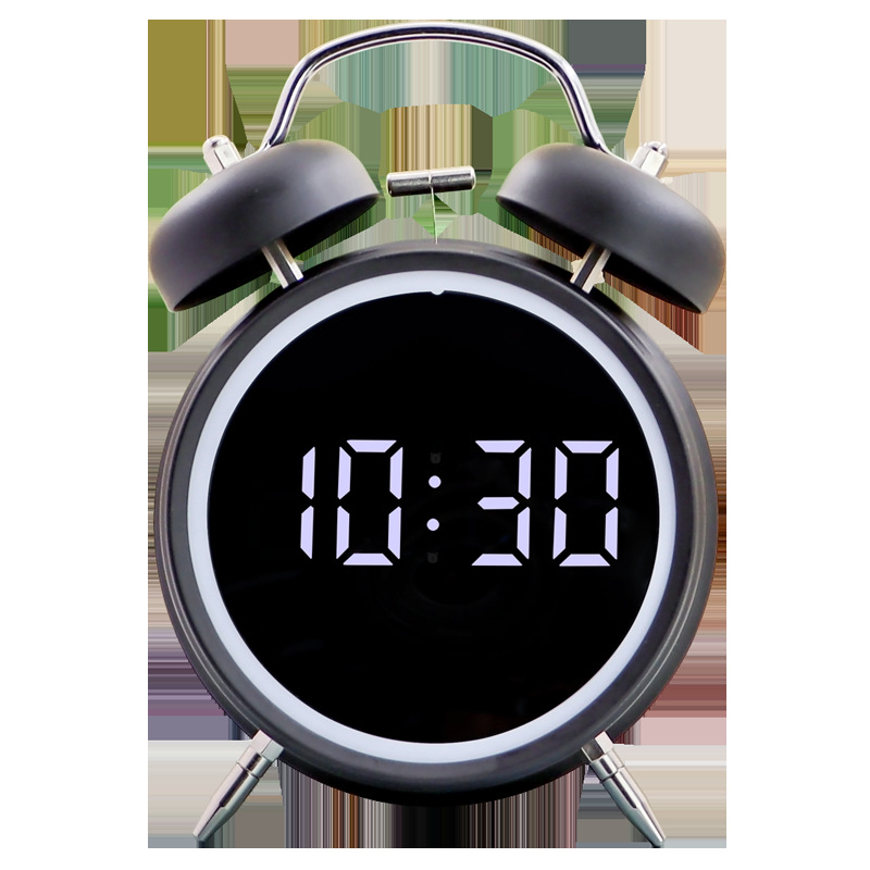 LED electric bell alarm clock for students, a children's wake-up wonder, a powerful wake-up timer for boys, dual-purpose Item Picture
