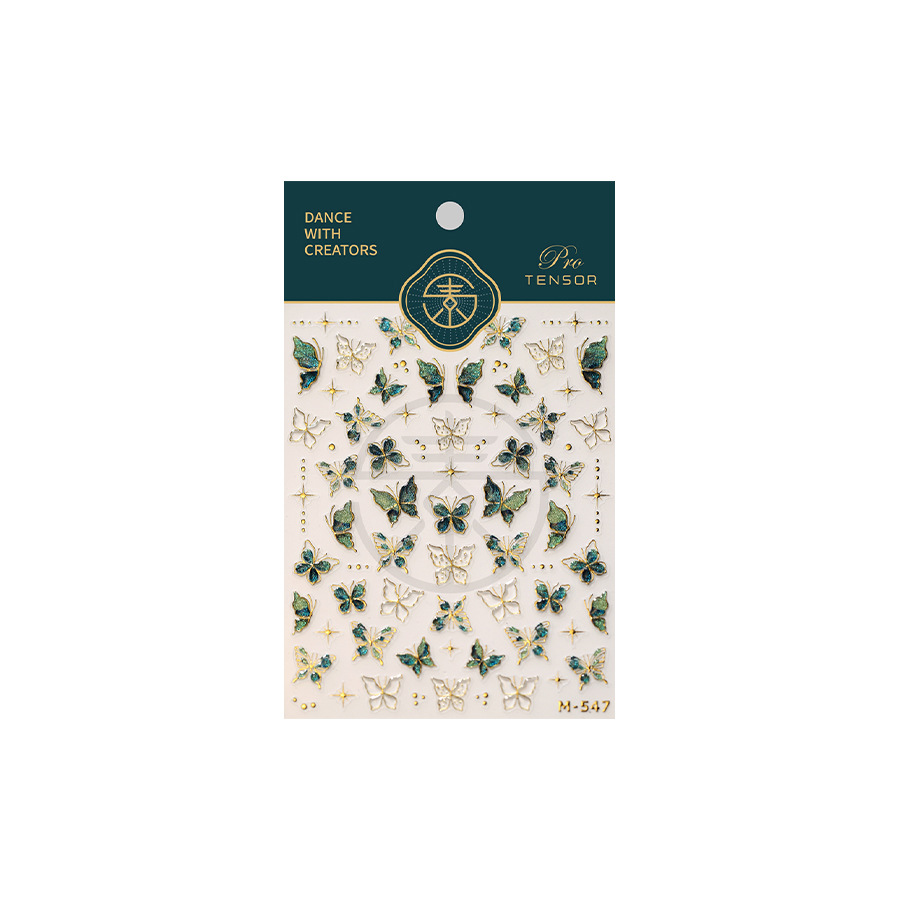 TENSOR's new process gilding nail sticker with adhesive backing is a stunning butterfly nail sticker with three-dimensional gilding series M-547 Item Picture