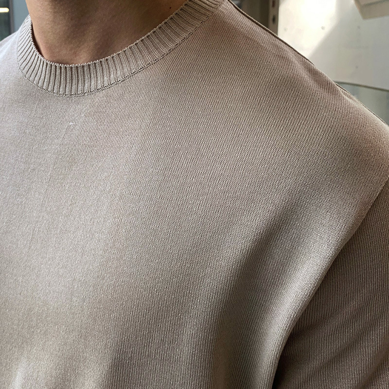 ASCLO summer top, ins simple and versatile knitted T-shirt, breathable round neck, thin and fashionable commuter knitted short-sleeved Application Scenario