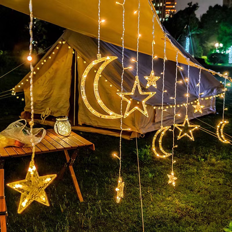 أضواء الستائر العابرة للحدود من طراز LED ستار مليئة بالنجوم في غرف نوم والنوم ومصابيح الثلج الملونة وكرة الثلج Specification image