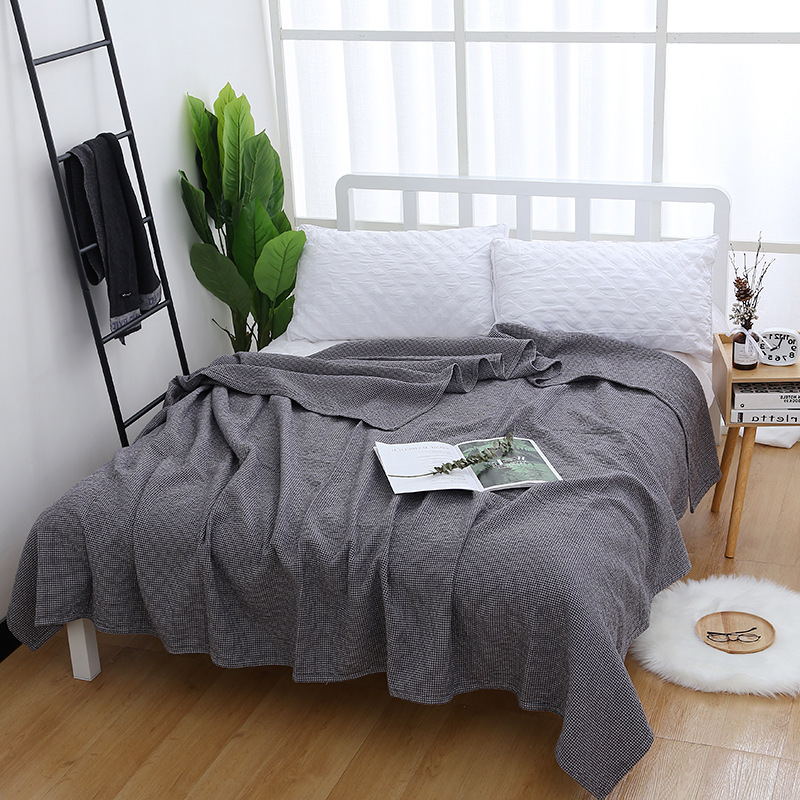 Cotton Toweling With Fine Check Toweling With Washable Single And Double Japanese Blanket Student Bed Sheet Sofa Blanket details Picture