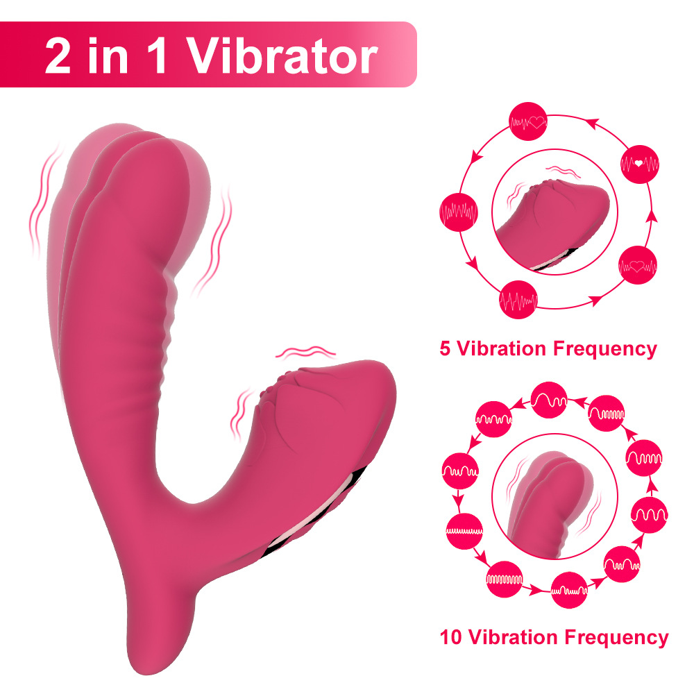 Rose Double Vibration Stimulation masturbation device vibration stick for women, 10-frequency adult sex toy details Picture