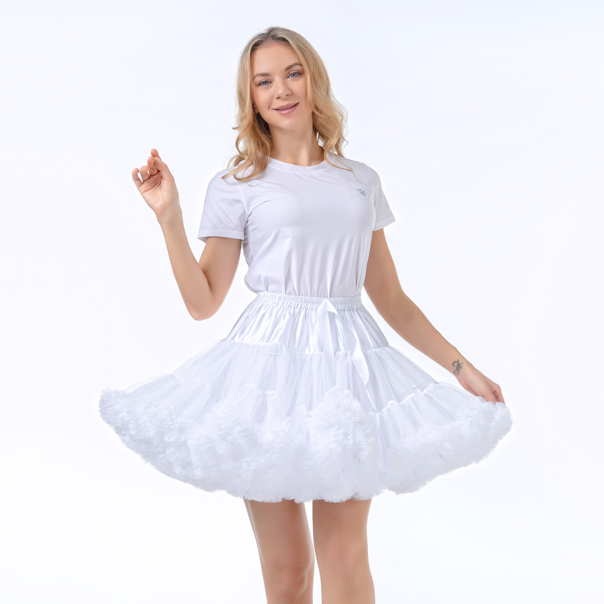Pigeon black super pongee nylon pongee skirt boneless soft sister gauze skirt pleated dance ballet tutu adult skirt details Picture