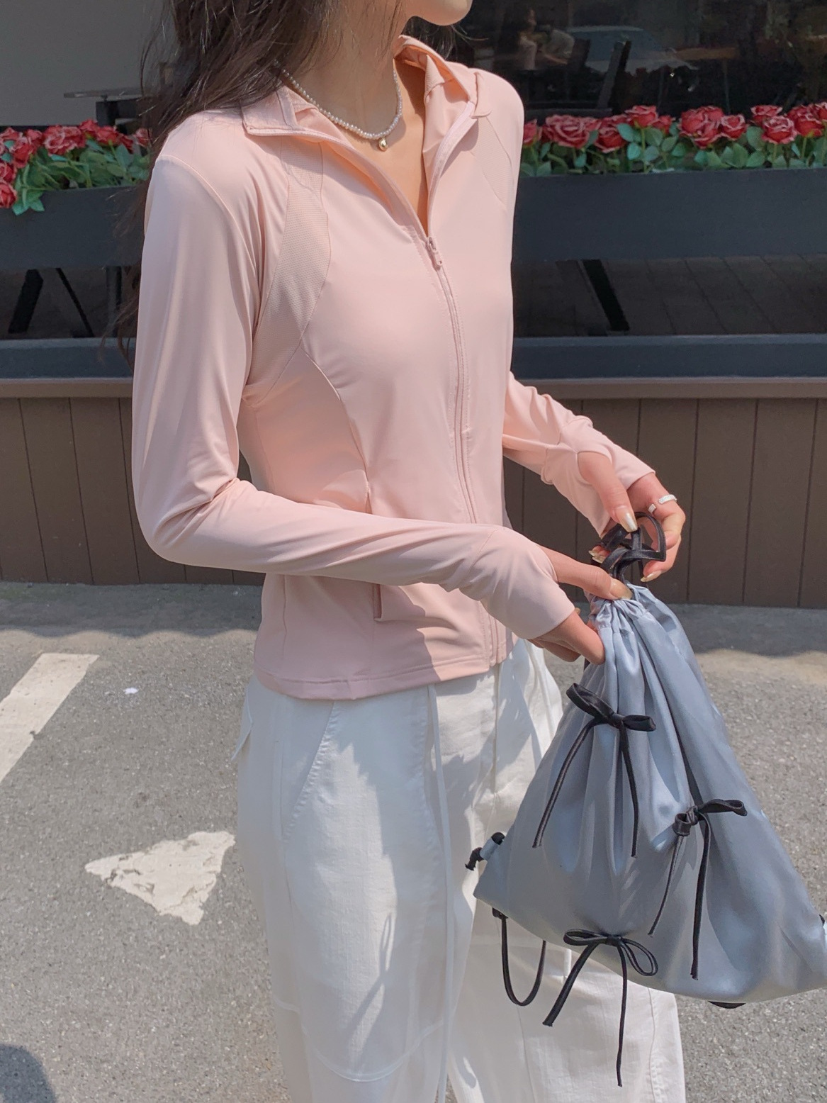 Korean Small Waist Stand Collar Sun Protection Clothes Women's Summer Thin Outdoor Sun Protection Coat Slim Exercise Yoga Top Item Picture