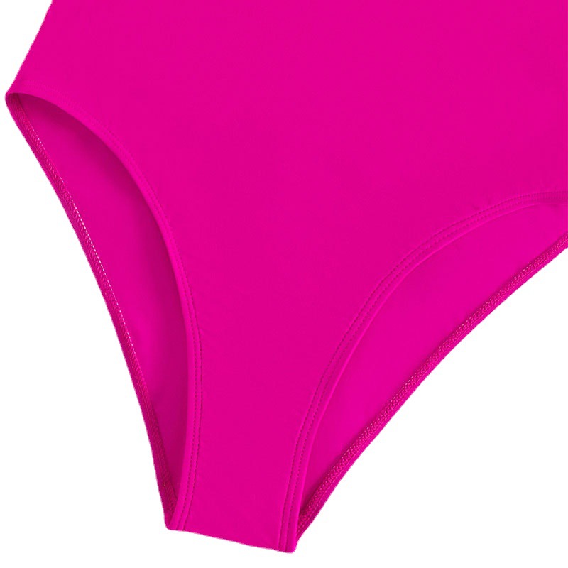 2023 new style European and American swimwear solid color one-piece deep V backless cuffs multi-layered lace swimwear Item Picture